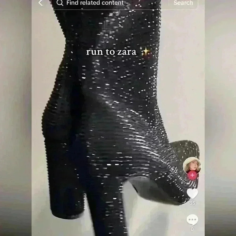 🔥🔥Zara Rhinestone booties - Picture 8 of 11